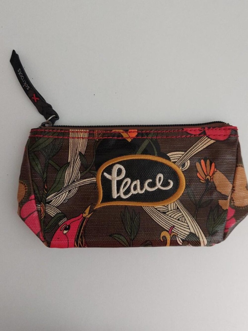 Sakroots multicoloured floral zip pouch brown bird peace #floral #boho #accessor